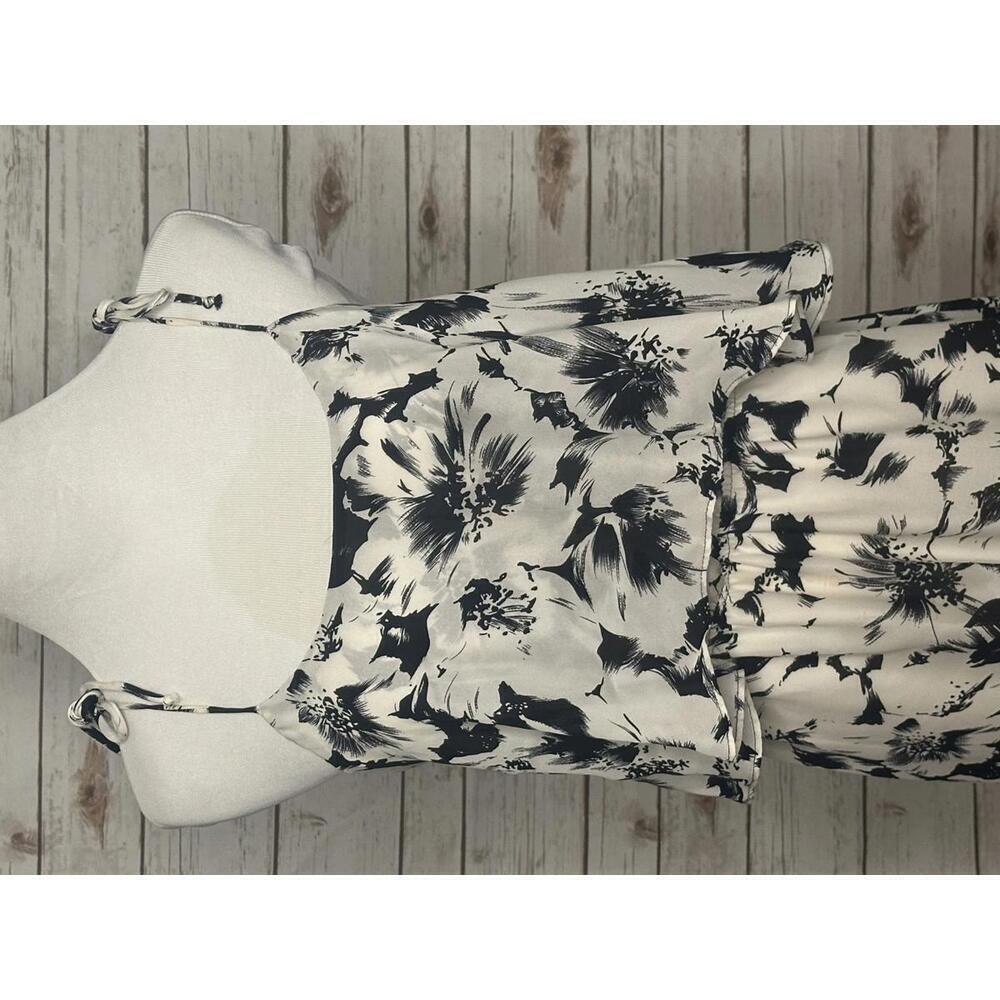 Parker black/cream monochromatic floral romantic silk mini dress Size Small - Picture 2 of 7